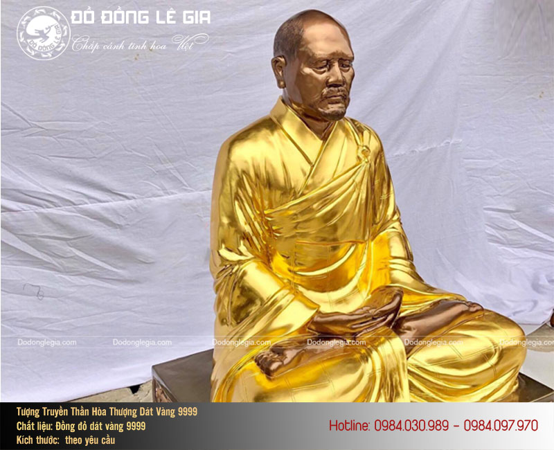 Đúc Tượng Đồng Truyền Thần Hòa Thượng Dát Vàng 9999