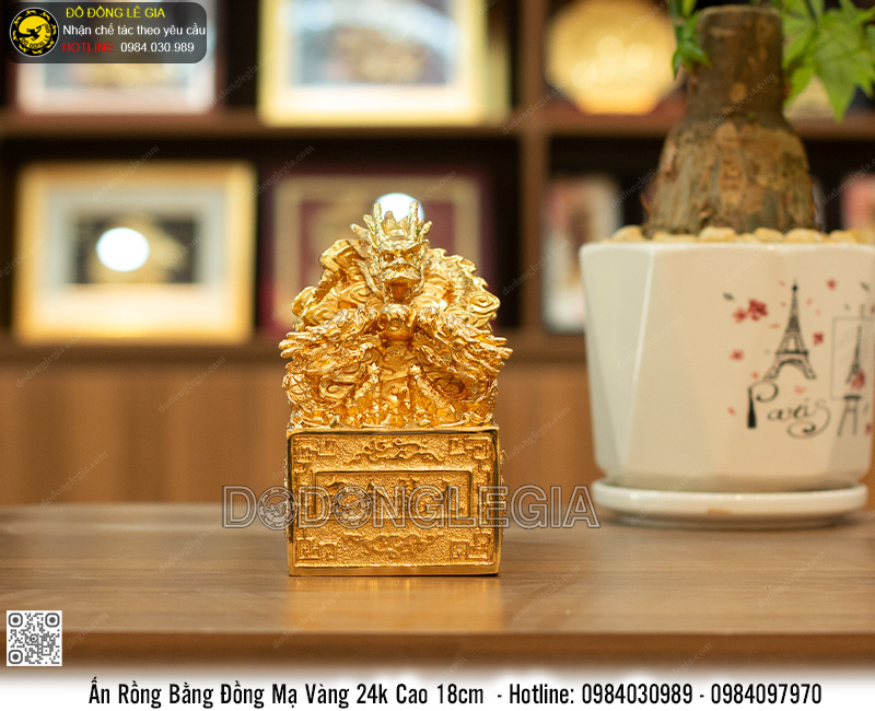 Ấn Rồng mạ vàng 24k cao 18cm