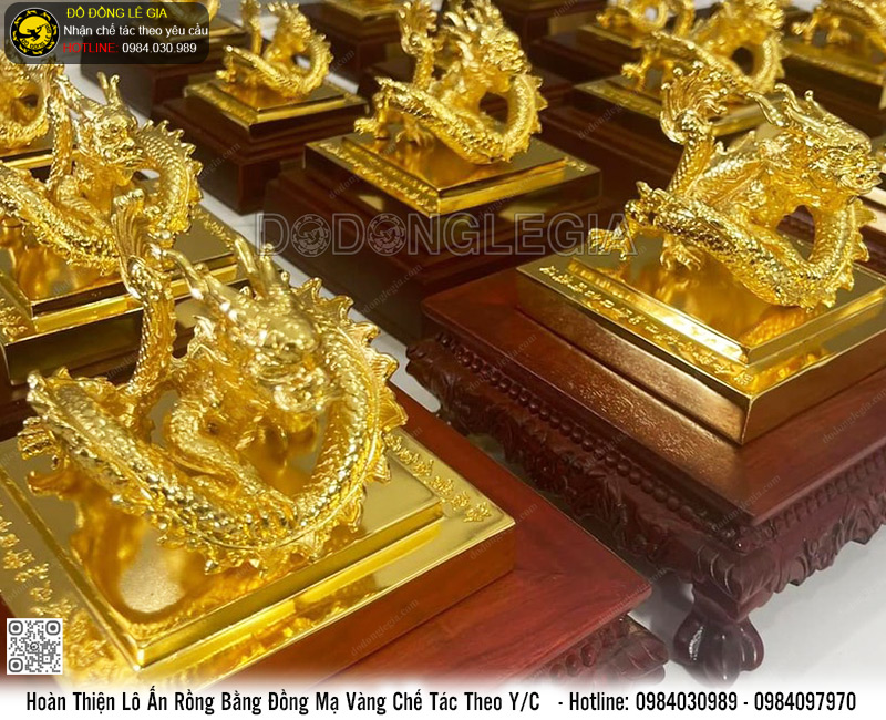 Hoàn Thiện Lô Ấn Rồng Mạ Vàng 24k Chế Tác Theo Yêu Cầu
