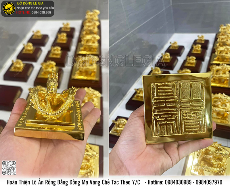 Hoàn Thiện Lô Ấn Rồng Mạ Vàng 24k Chế Tác Theo Yêu Cầu