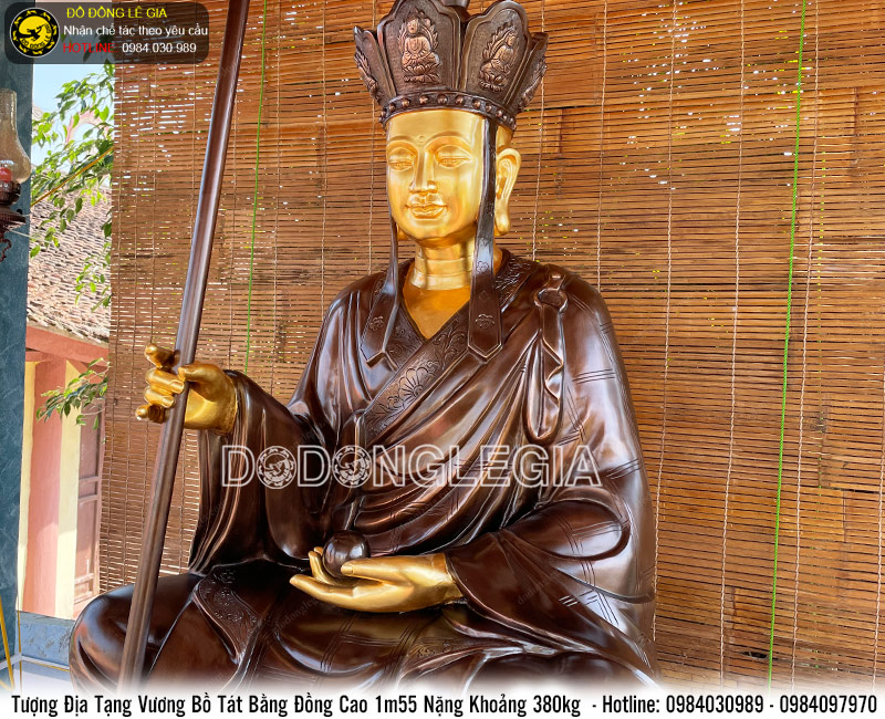 Tượng địa tạng vương bồ tát bằng đồng cao 1m55