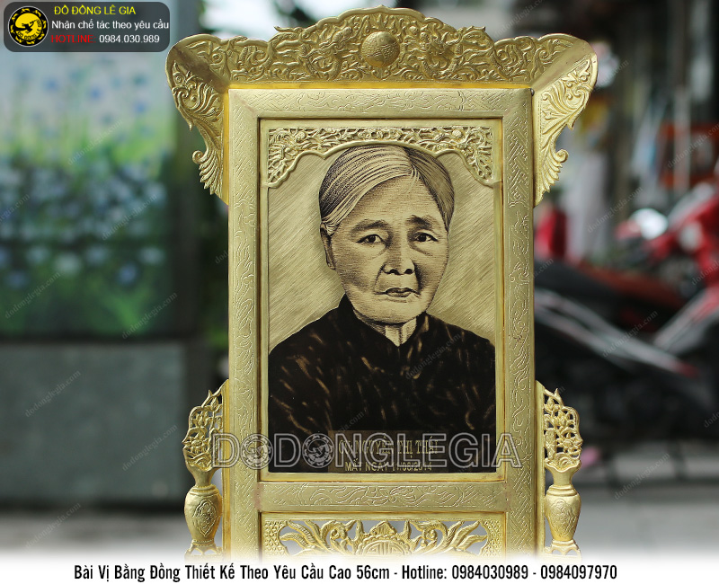 Bài vị kèm ảnh cụ bà bằng đồng theo yêu cầu