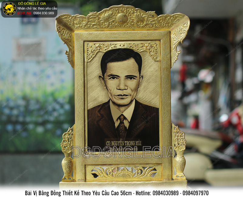 Bài vị kèm ảnh cụ ông bằng đồng theo yêu cầu 56cm