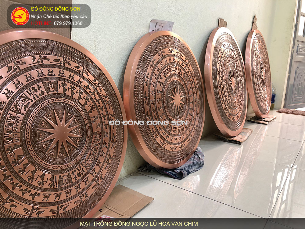 Báo giá các loại mặt trống đúc đồng đỏ hoa văn chìm đẹp nhất