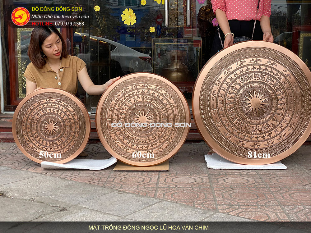 Báo giá các loại mặt trống đúc đồng đỏ hoa văn chìm đẹp nhất