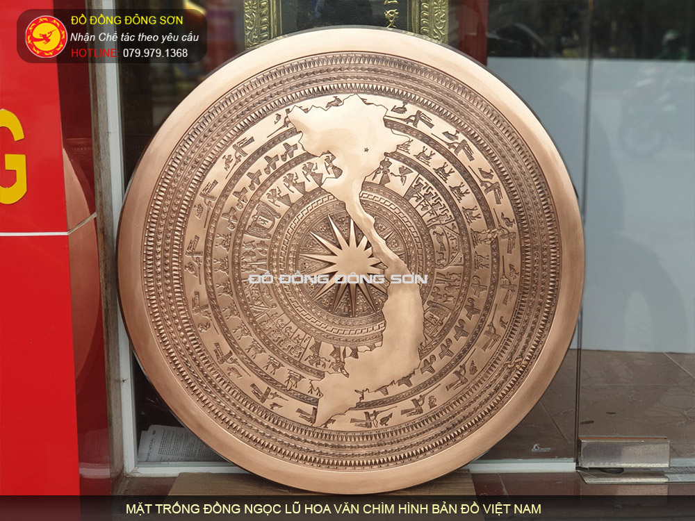 Báo giá các loại mặt trống đúc đồng đỏ hoa văn chìm đẹp nhất