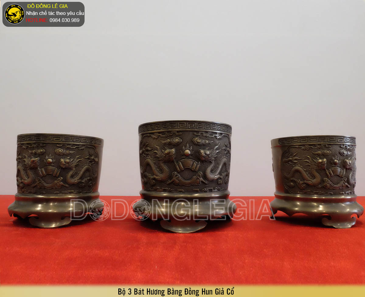 Báo giá Bát hương bằng đồng chạm song long chầu nguyệt