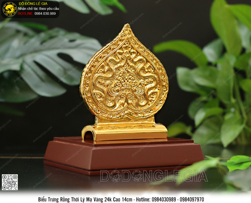 Biểu Trưng Rồng Thời Lý Bằng Đồng Mạ Vàng 24k Cao 14cm
