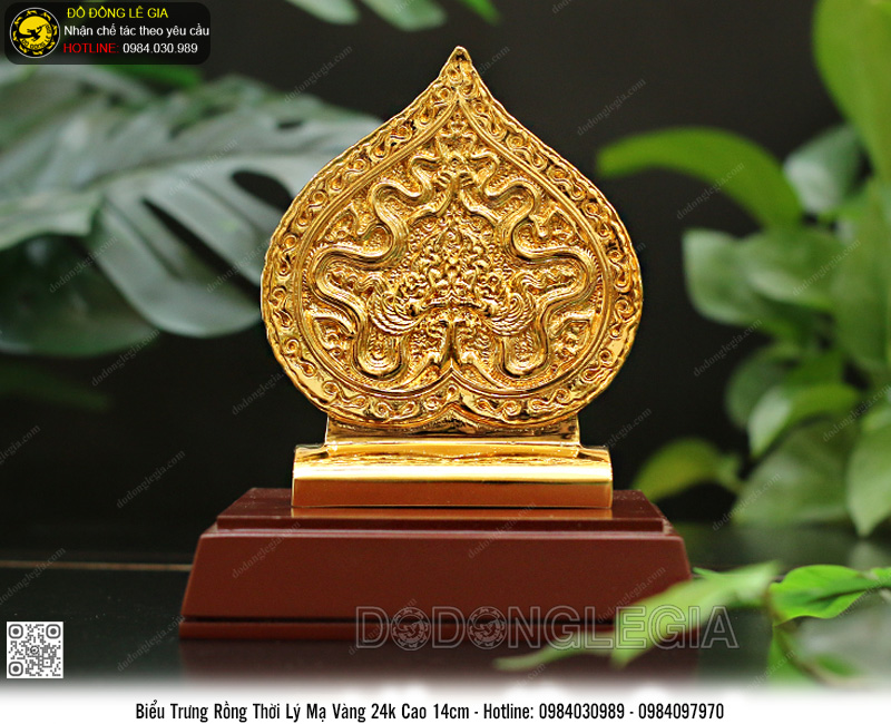 Biểu Trưng Rồng Thời Lý Bằng Đồng Mạ Vàng 24k Cao 14cm