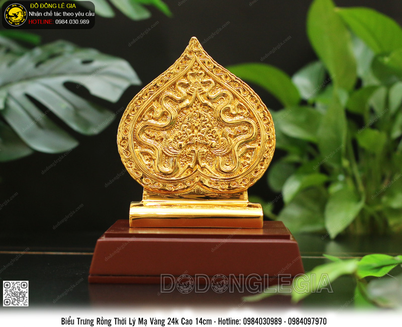 Biểu Trưng Rồng Thời Lý Bằng Đồng Mạ Vàng 24k Cao 14cm