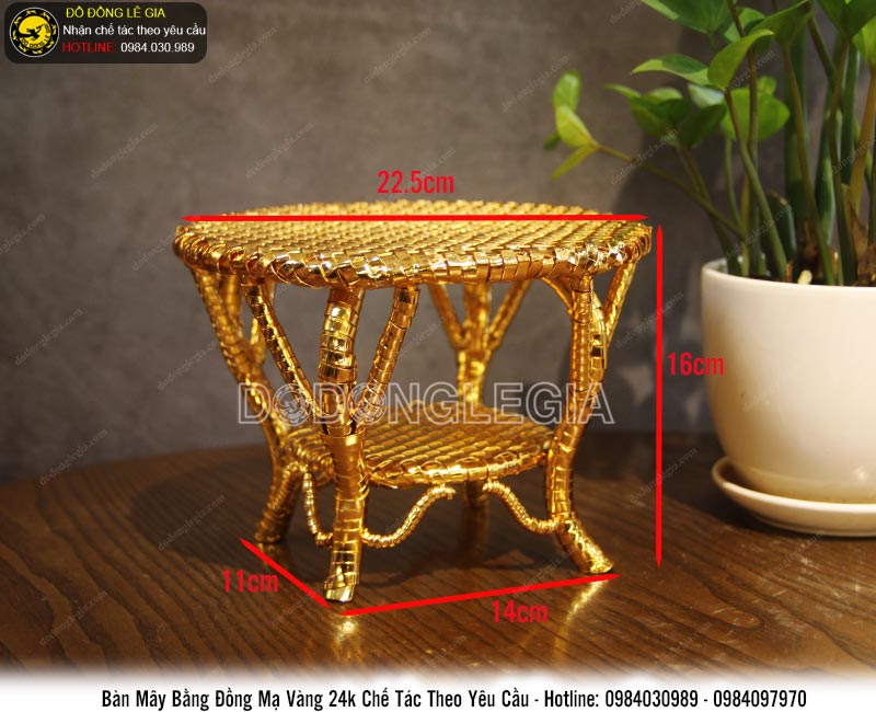 Bàn mây bằng đồng mạ vàng chế tác theo yêu cầu