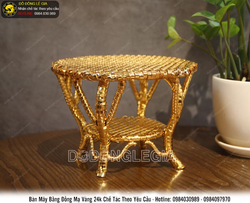 Bàn mây bằng đồng mạ vàng chế tác theo yêu cầu