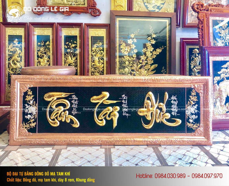 Đại Tự Bằng Đồng Mạ Tam Khí Vàng Bạc