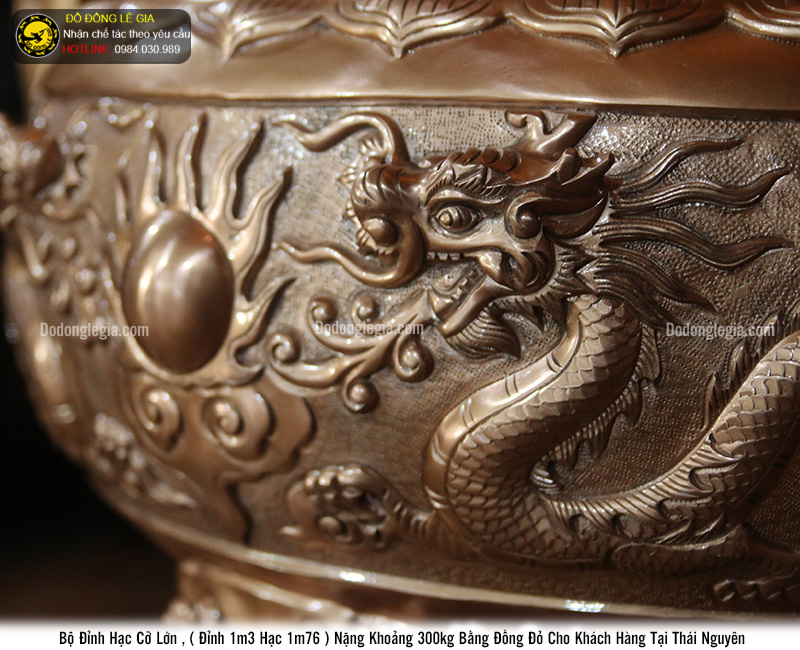 Bàn giao lắp đặt đỉnh rồng và hạc lớn cho khách Thái Nguyên