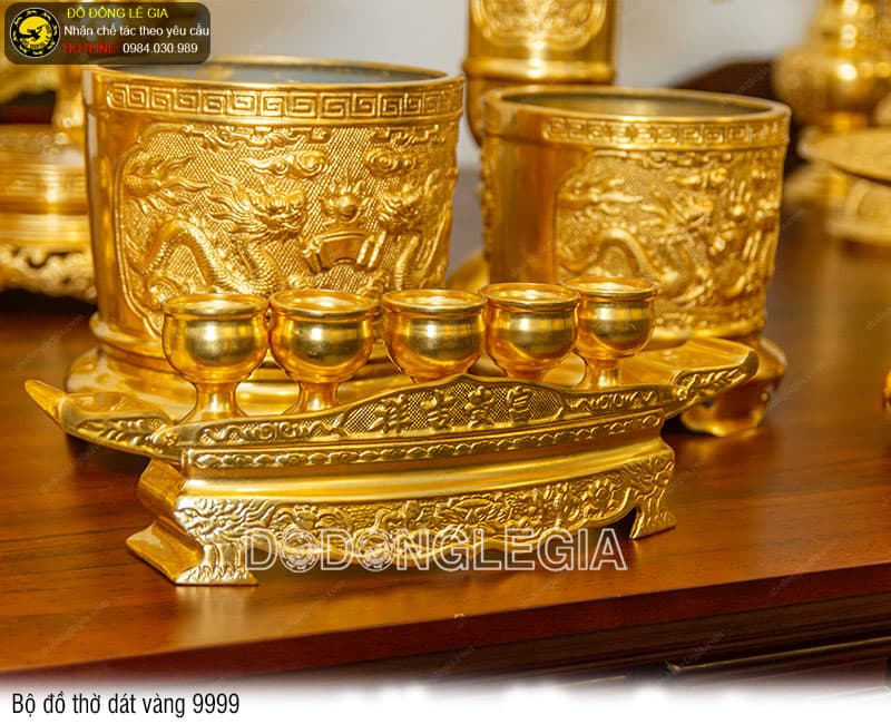 Bộ đồ thờ đầy đủ dát vàng 9999