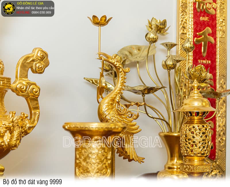 Bộ đồ thờ đầy đủ dát vàng 9999