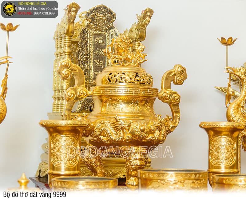 Bộ đồ thờ đầy đủ dát vàng 9999