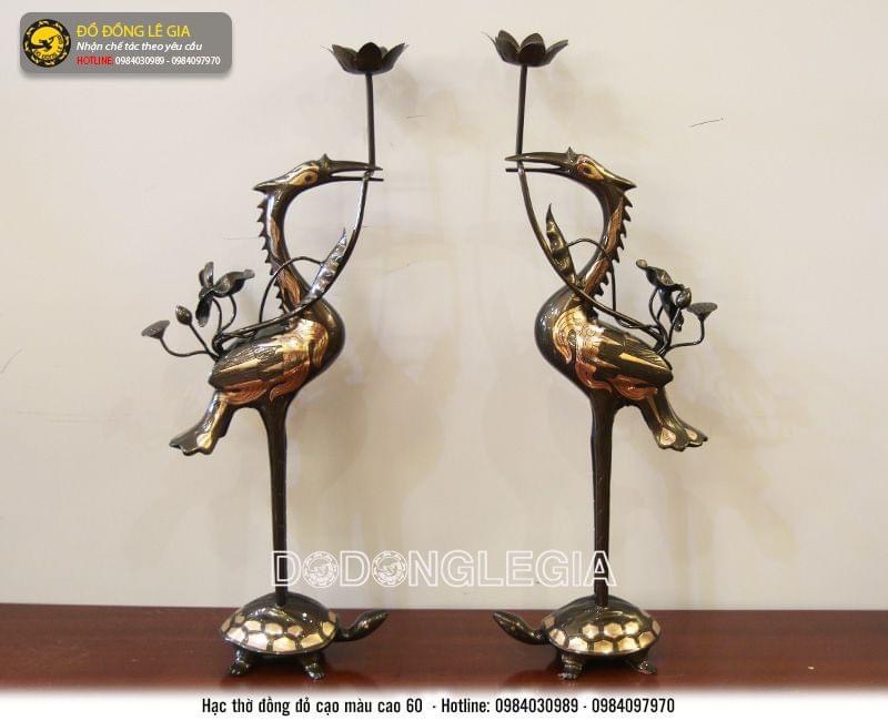 Bộ đồ thờ ngũ sự bằng đồng đỏ cạo màu phớt nỉ