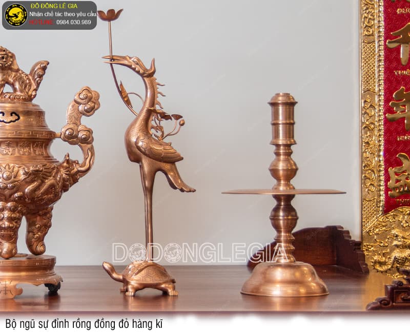 Bộ Ngũ sự Đỉnh rồng đồng đỏ hàng kĩ