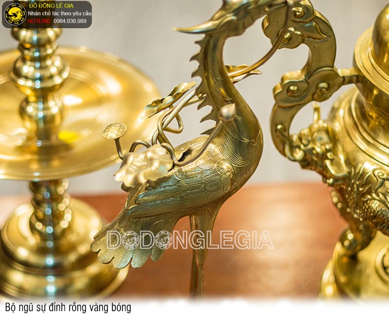 Bộ Ngũ Sự Đỉnh Rồng vàng bóng