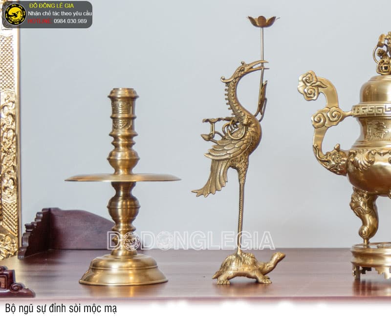 Bộ Ngũ Sự Đỉnh sòi mộc mạ