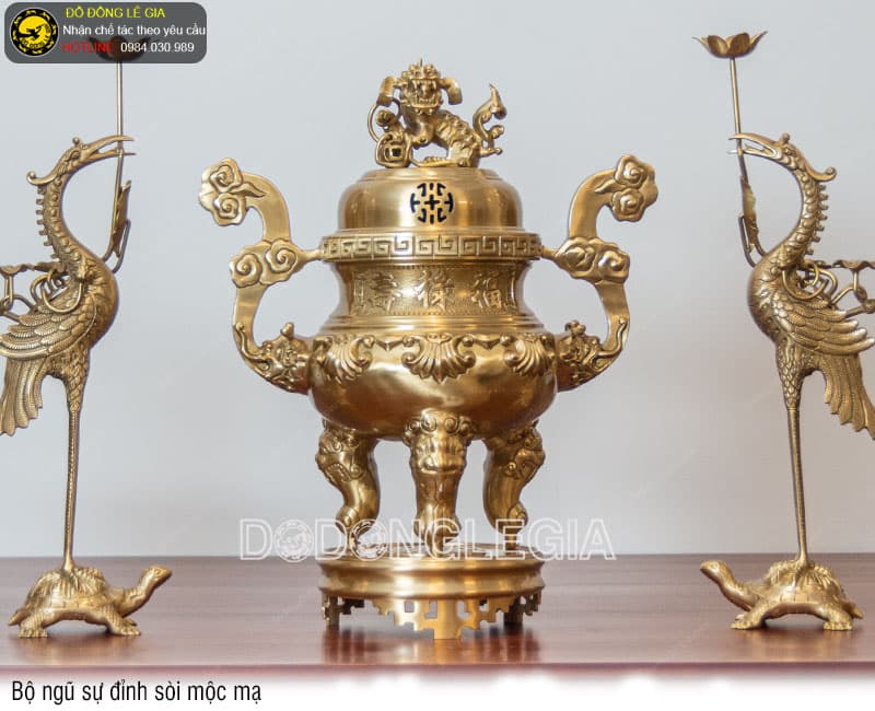 Bộ Ngũ Sự Đỉnh sòi mộc mạ