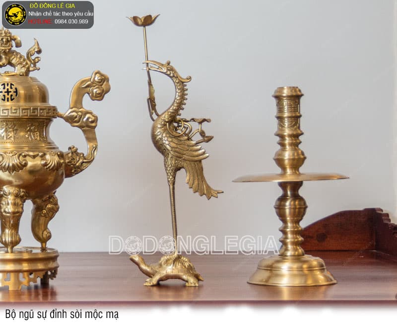 Bộ Ngũ Sự Đỉnh sòi mộc mạ