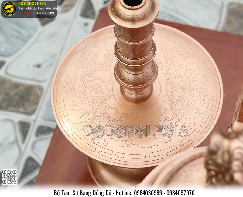 Bộ Tam Sự bằng đồng đỏ (Kích thước theo yêu cầu)