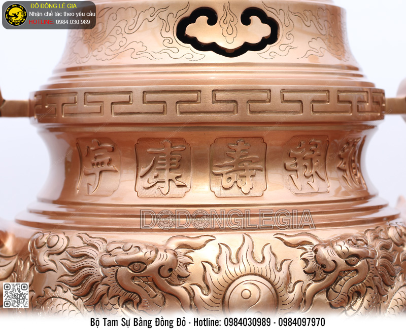 Bộ Tam Sự bằng đồng đỏ (Kích thước theo yêu cầu)