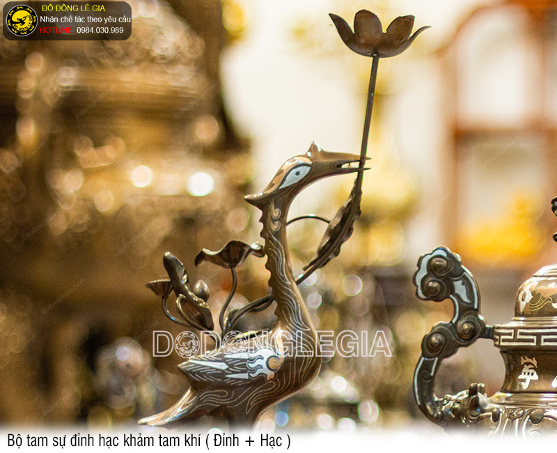 Bộ Ngũ Sự 50 Đỉnh Vuông khảm ngũ sắc