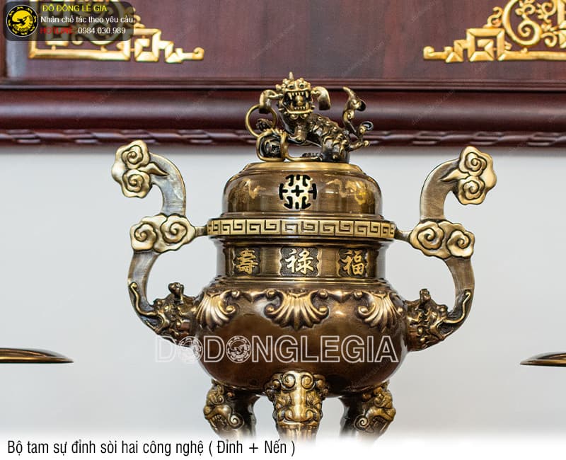 Bộ Tam Sự Đỉnh Sòi hai công nghệ (Đỉnh và Nến)