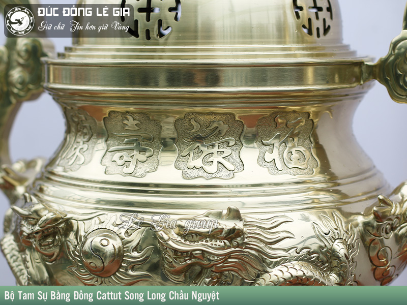 Bộ tam sự đỉnh hạc bằng đồng cattut