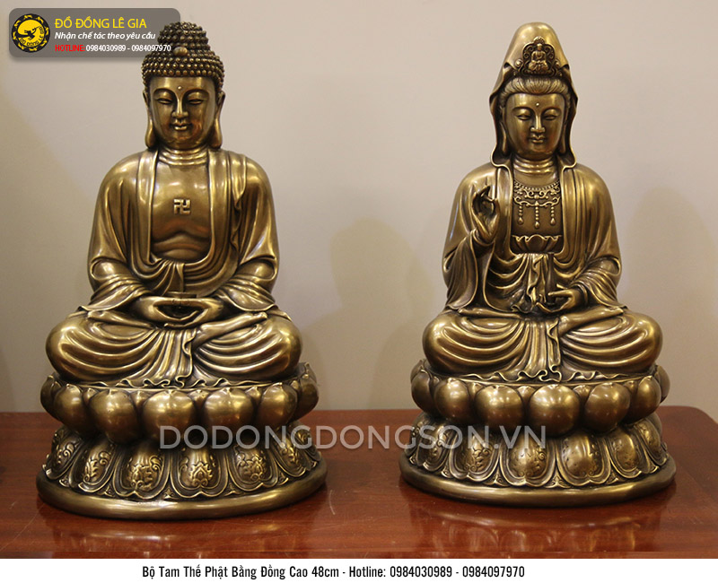 Bộ tam thế phật bằng đồng thau