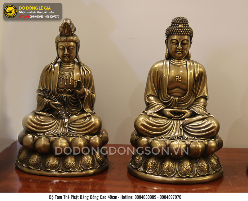 Bộ tam thế phật bằng đồng thau