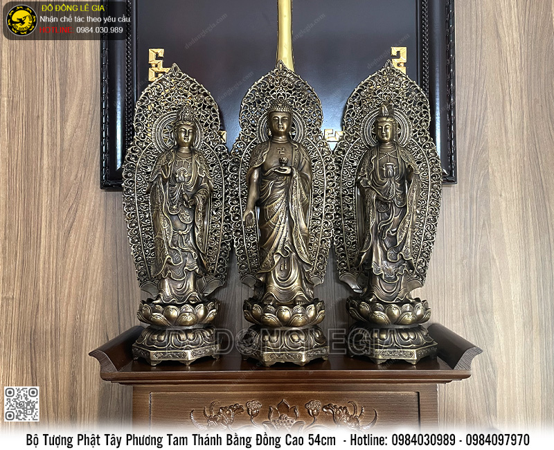  Bộ Tây Phương Tam Thánh Phật Cao 54cm Bằng Đồng