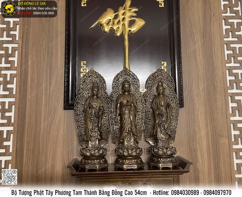  Bộ Tây Phương Tam Thánh Phật Cao 54cm Bằng Đồng