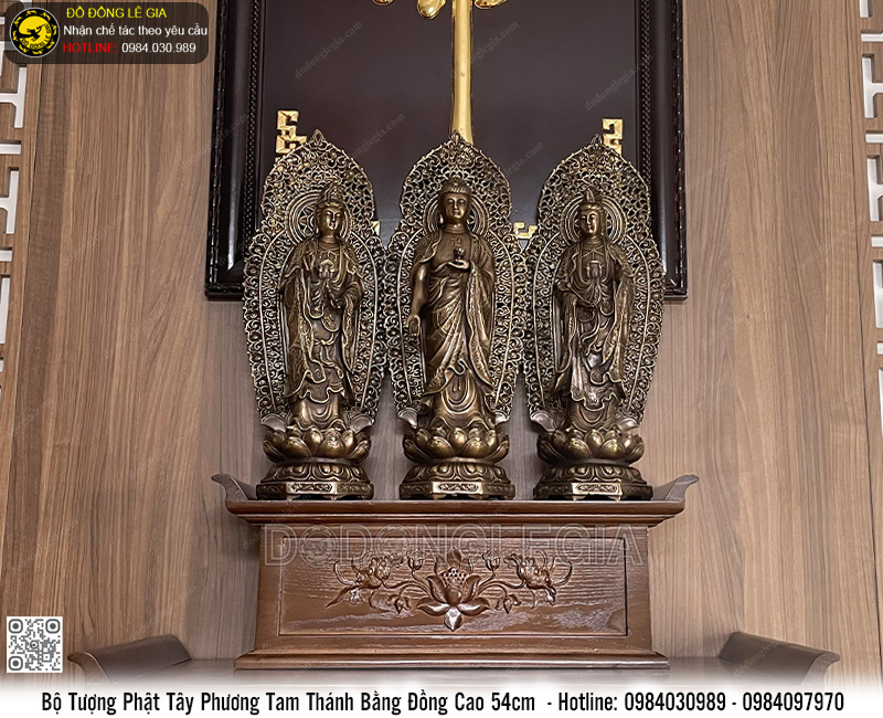  Bộ Tây Phương Tam Thánh Phật Cao 54cm Bằng Đồng