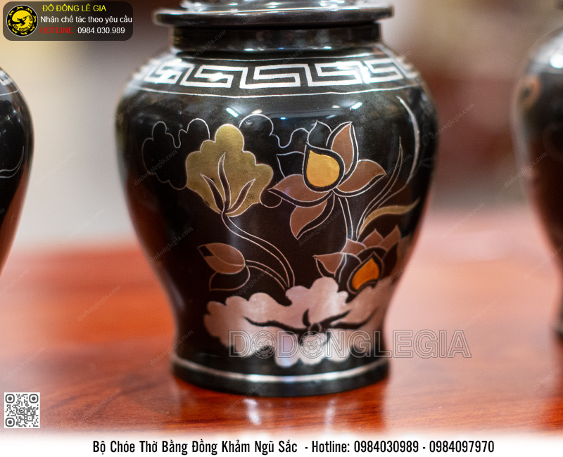 Bộ Chóe Bằng Đồng Khảm Ngũ Sắc