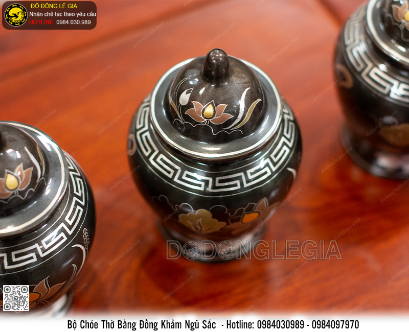 Bộ Chóe Bằng Đồng Khảm Ngũ Sắc