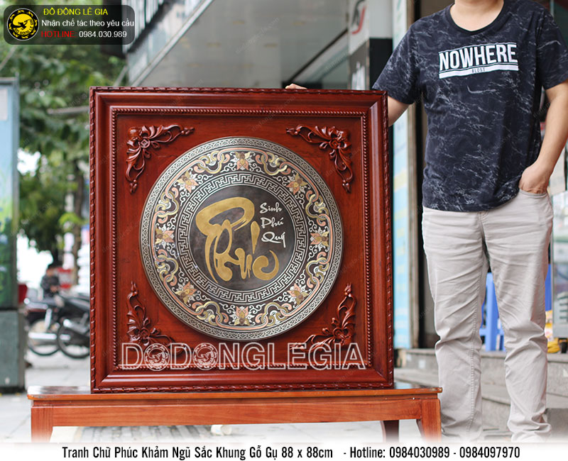 Tranh chữ Phúc khảm ngũ sắc cao cấp