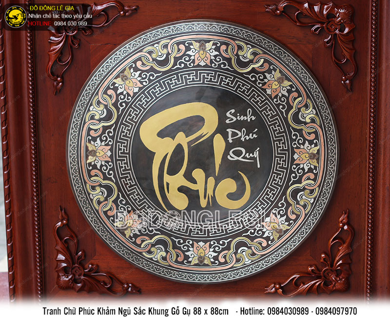Tranh chữ Phúc khảm ngũ sắc cao cấp