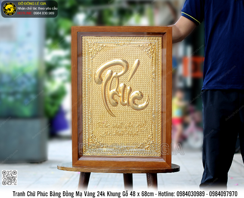 Tranh Chữ Phúc Bằng Đồng Mạ Vàng 24k