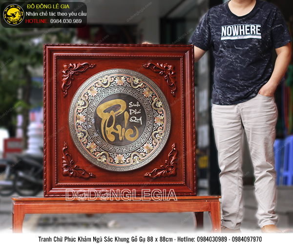 Tranh chữ Phúc khảm ngũ sắc cao cấp