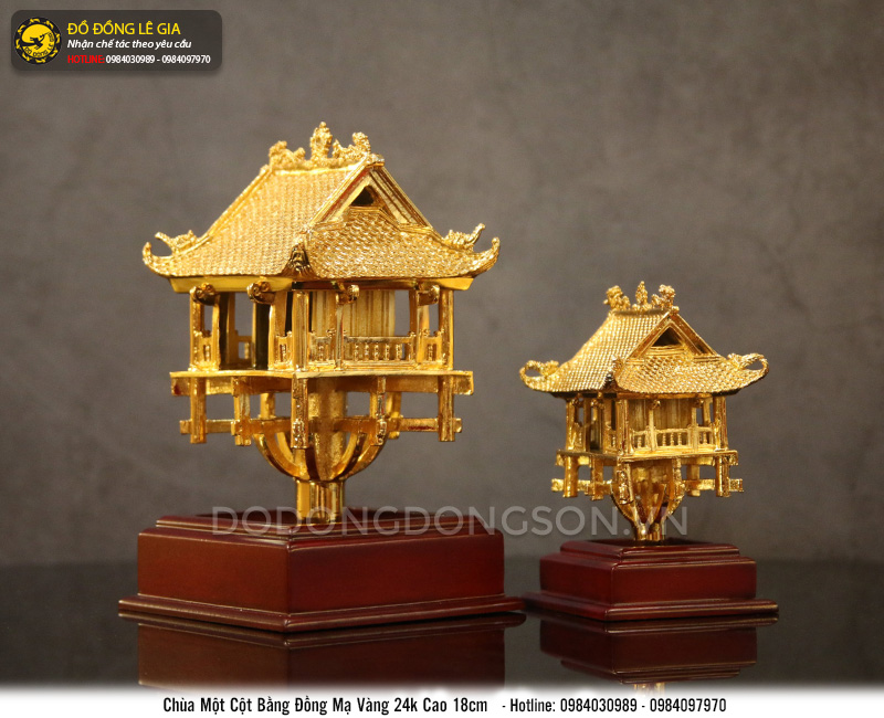 Chùa một cột bằng đồng mạ vàng 24k