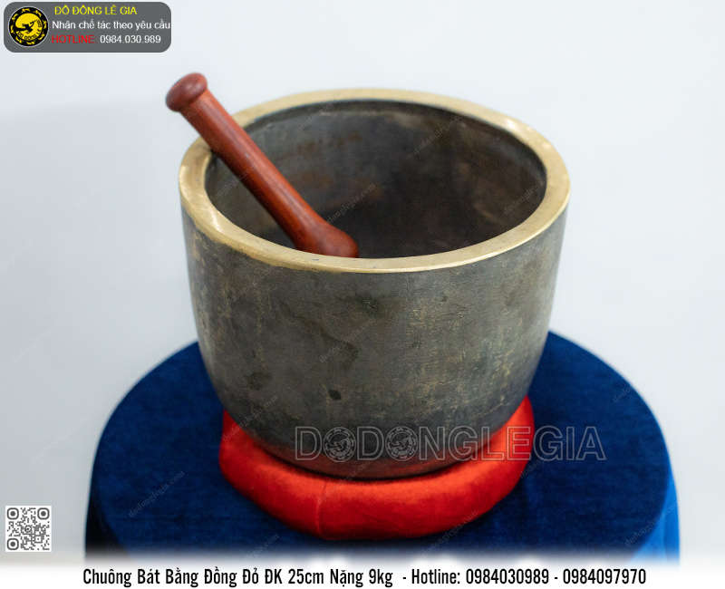 Chuông Bát Bằng Đồng Đỏ ĐK 25cm