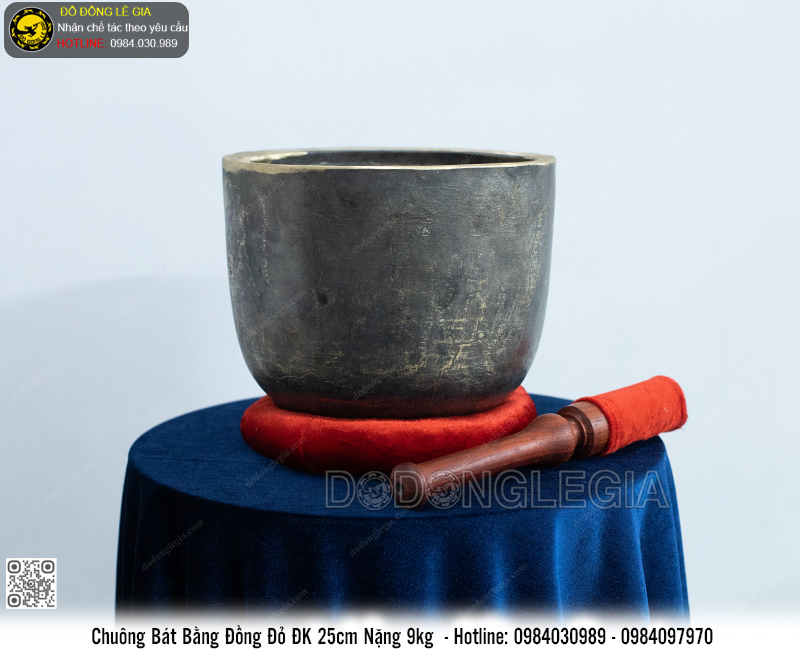 Chuông Bát Bằng Đồng Đỏ ĐK 25cm