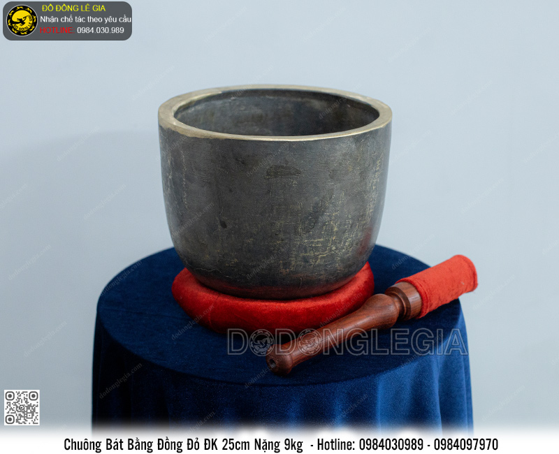 Chuông Bát Bằng Đồng Đỏ ĐK 25cm