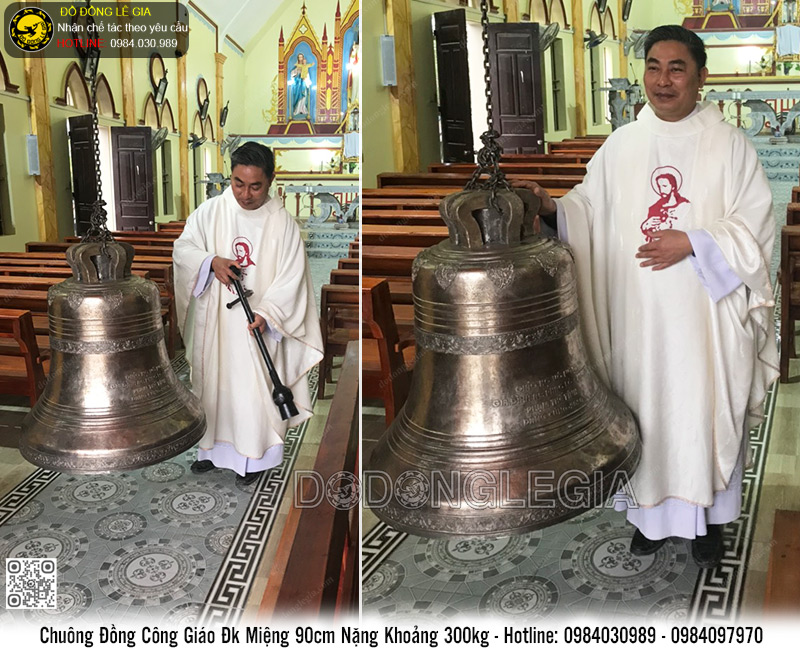 Chuông Đồng Công Giáo Đk Miệng 90cm Nặng 300kg