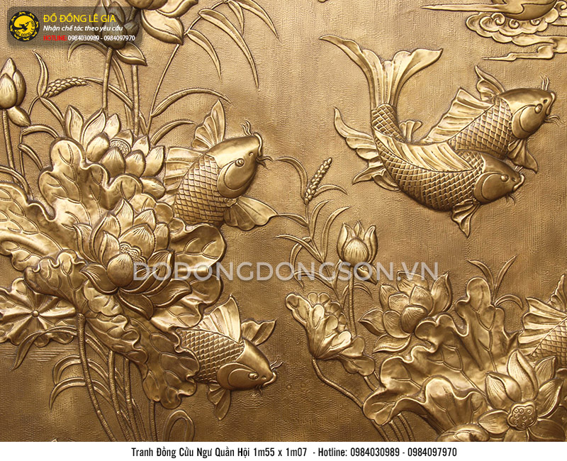 Tranh cửu ngư quần hội bằng đồng giả cổ