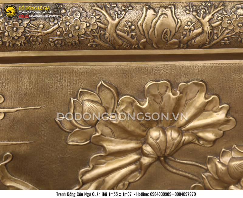 Tranh cửu ngư quần hội bằng đồng giả cổ